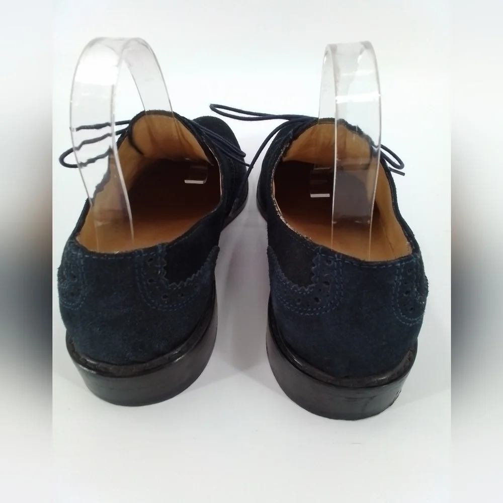 PAUL Fredrick NAVY BLUE Suede Leather Dress Shoes Mens Sz 10 Oxford Wingtips